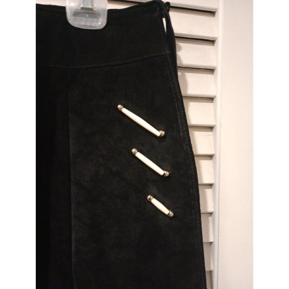 VTG Lariat Leather Skirt Womens Sz M Black Suede Leather Fringe Western USA MADE - Picture 2 of 6